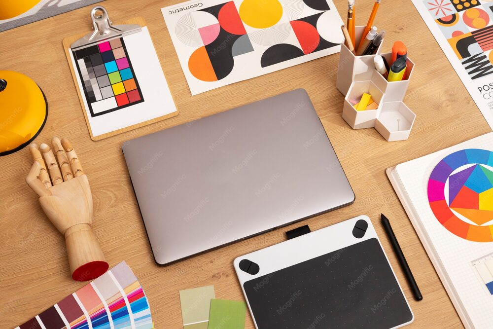 Espacio de trabajo creativo de una agencia de diseño